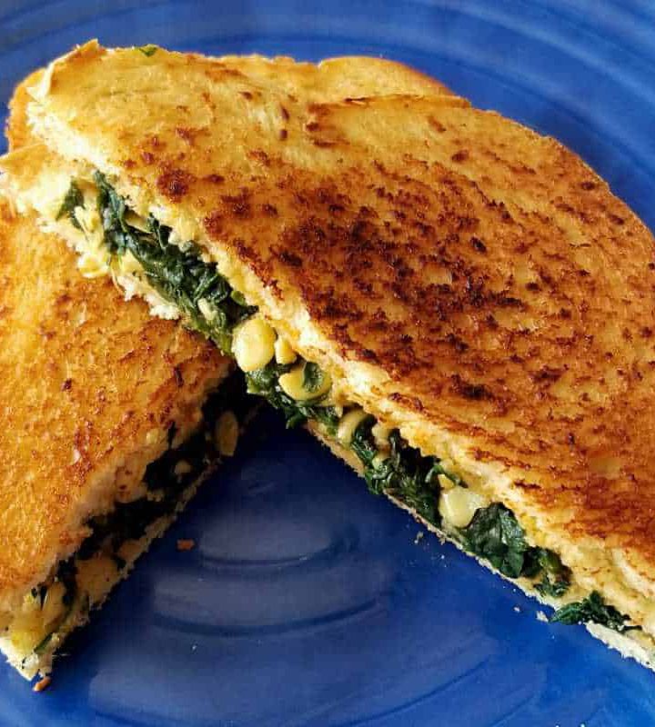 Spinach corn sandwich